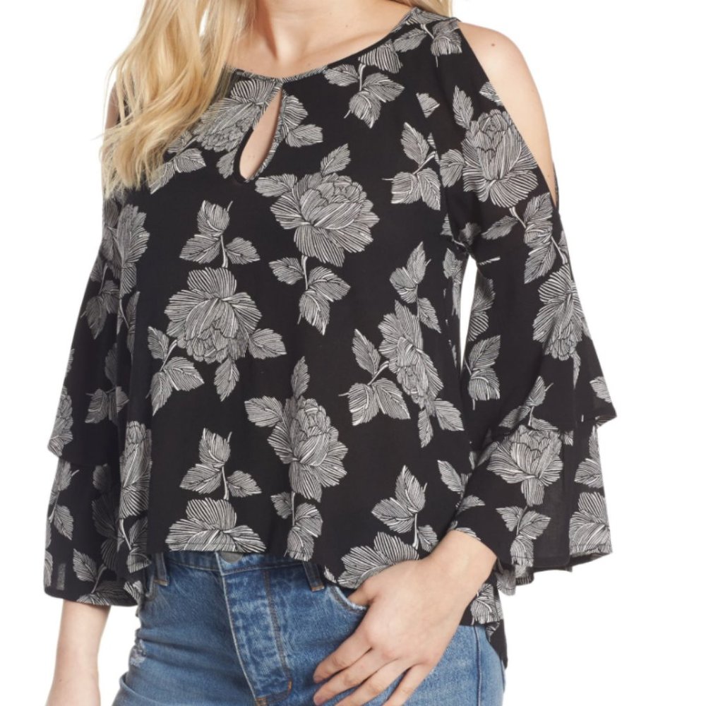 BP Cold Shoulder Floral Top